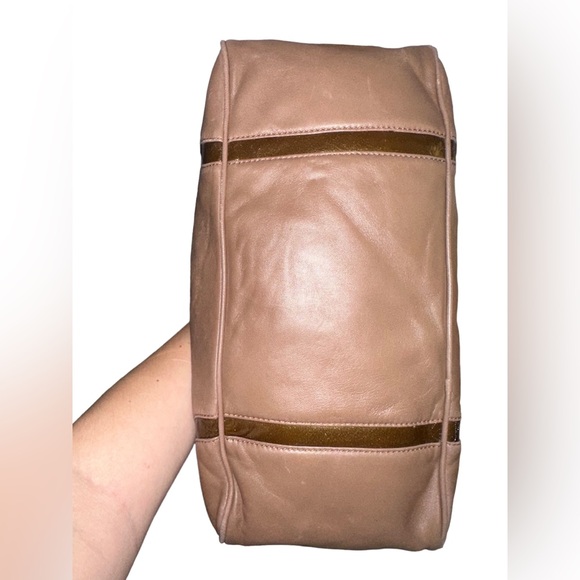 LOEWE RARE TAN LAMBSKIN LEATHER ANAGRAM BOSTON BAG WITH LUGGAGE TAG - Picture 5 of 16